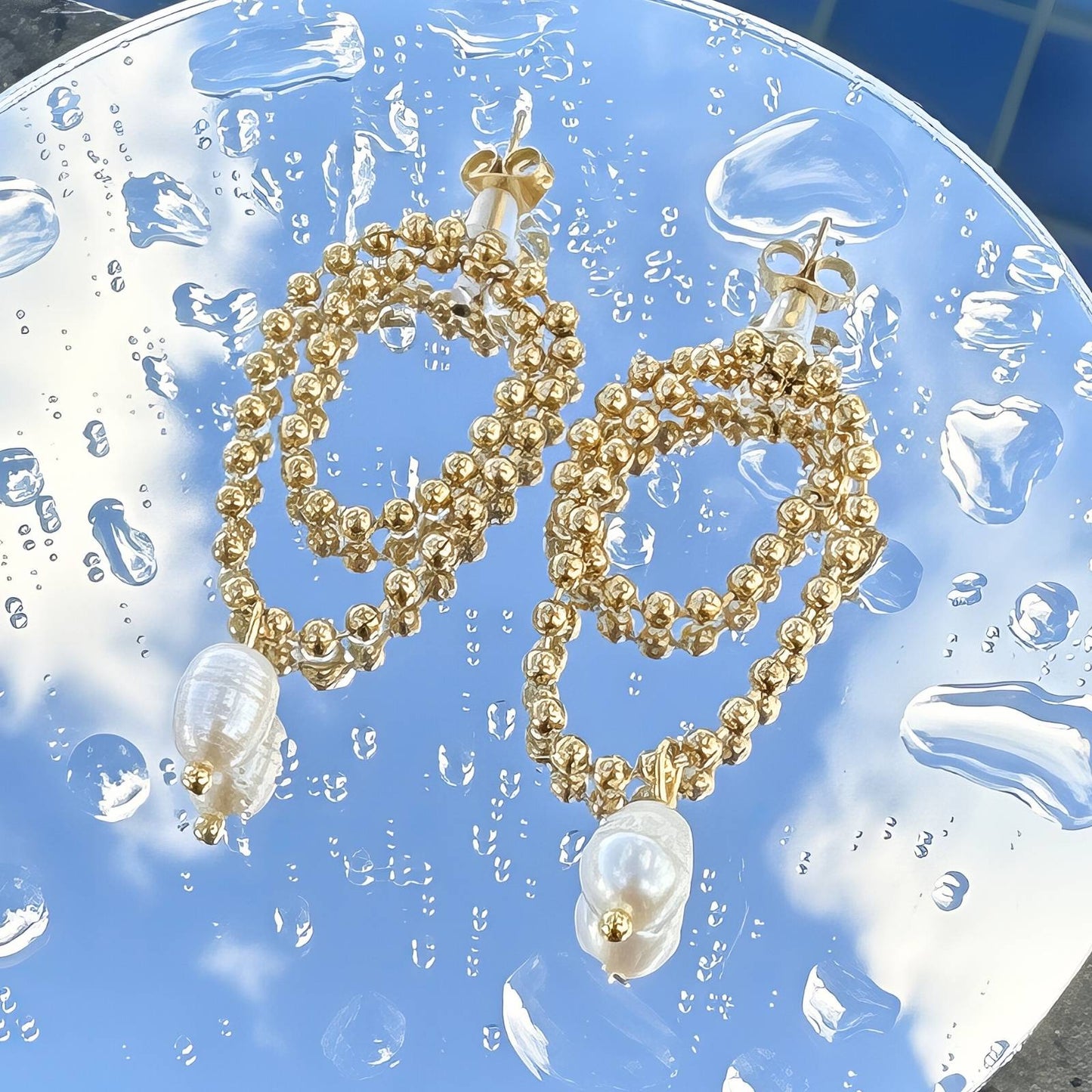 Celeste Pearl Loop Earrings
