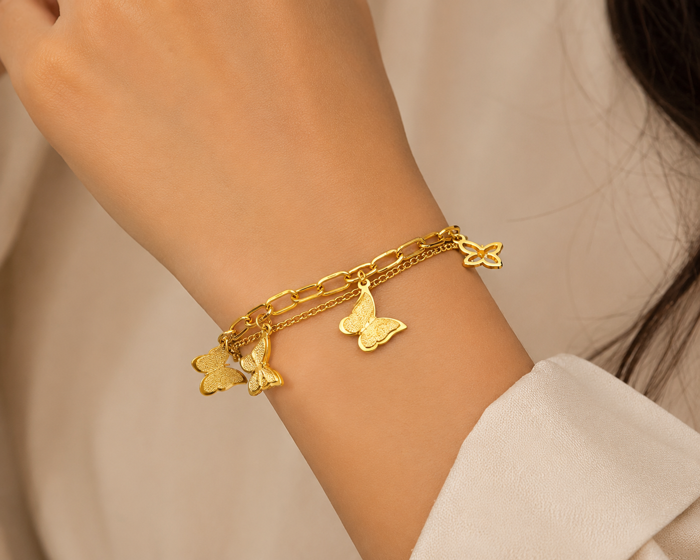 Golden Butterfly Charm Bracelet