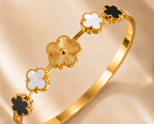 Golden Blossom Clover Bracelet