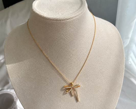 Crystal Bow Pendant Necklace