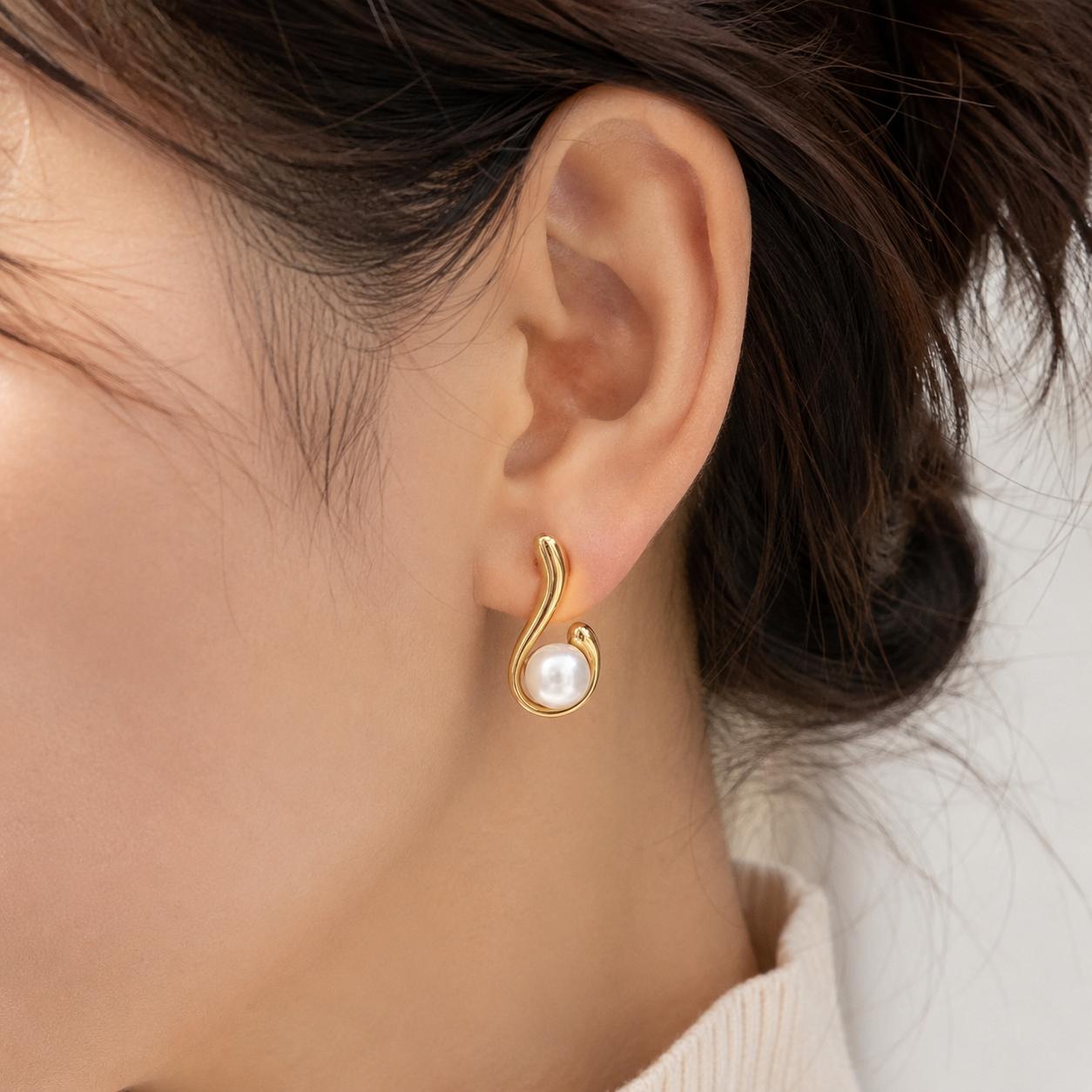 Gingko leaf Pearl Drop Earrings