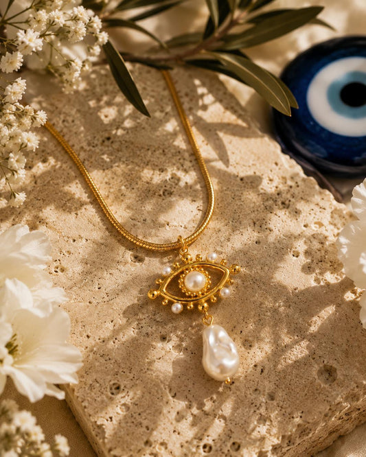 Pearl Evil Eye Necklace