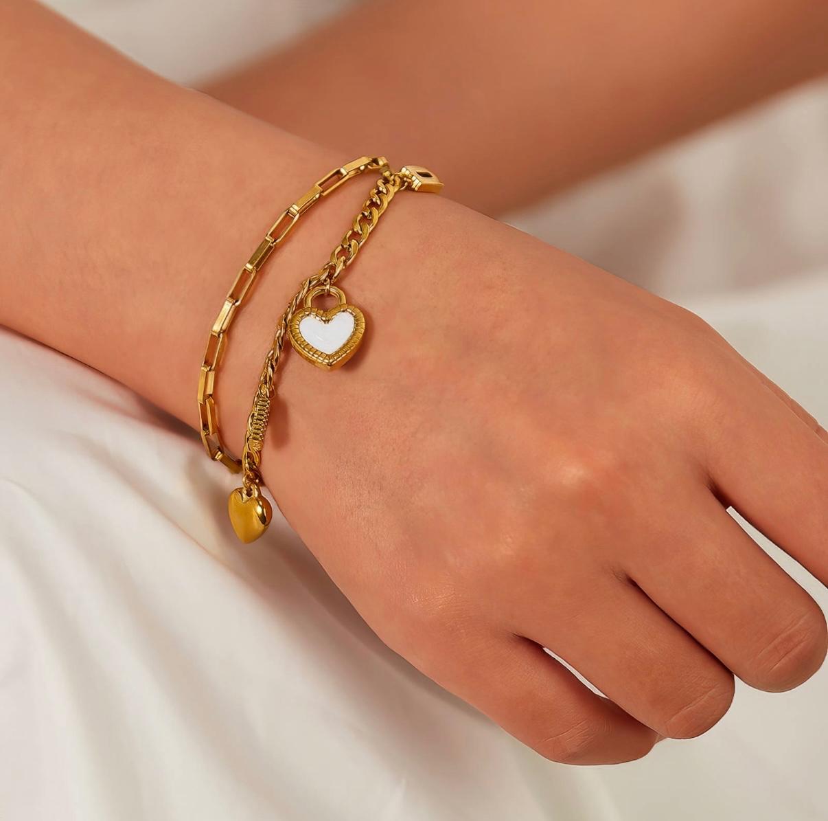 Crystal Heart Charm Bracelet
