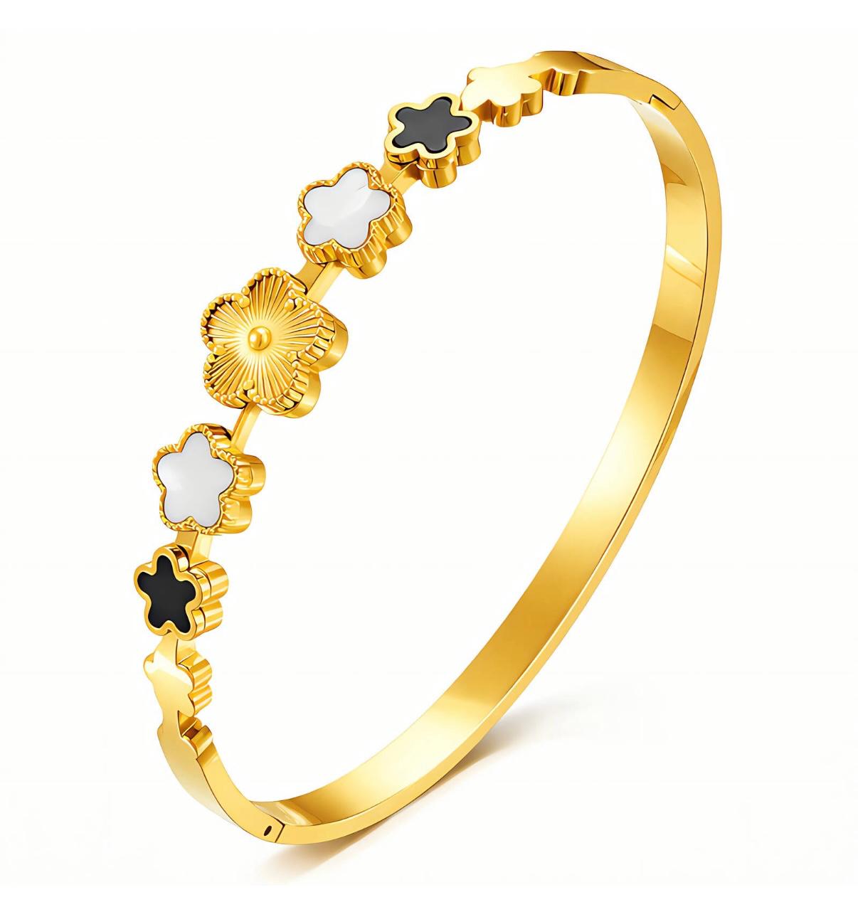 Golden Blossom Clover Bracelet
