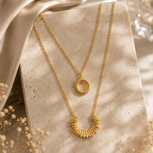 Golden Eclipse Layered Necklace
