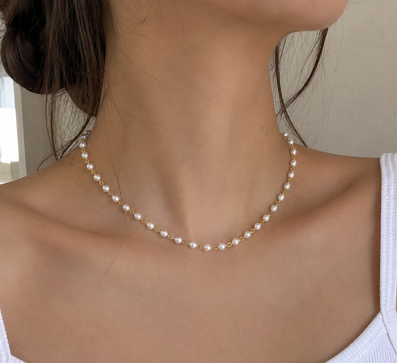 Pearl Beaded Chain Necklace