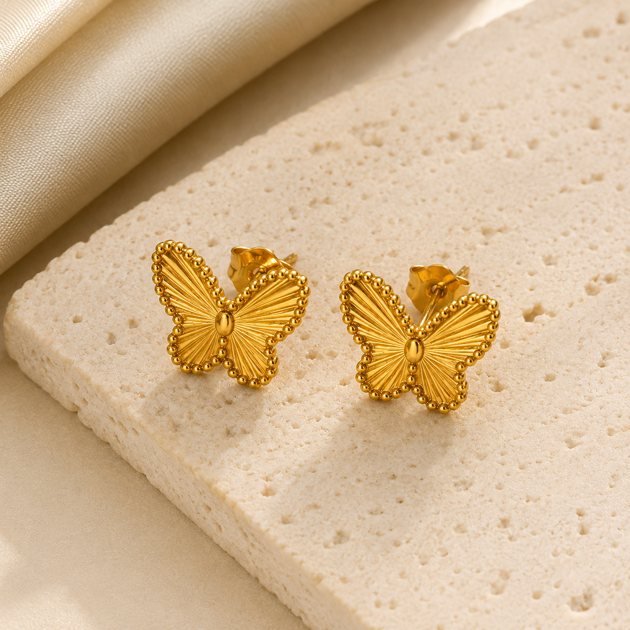Golden Butterfly Stud Earrings