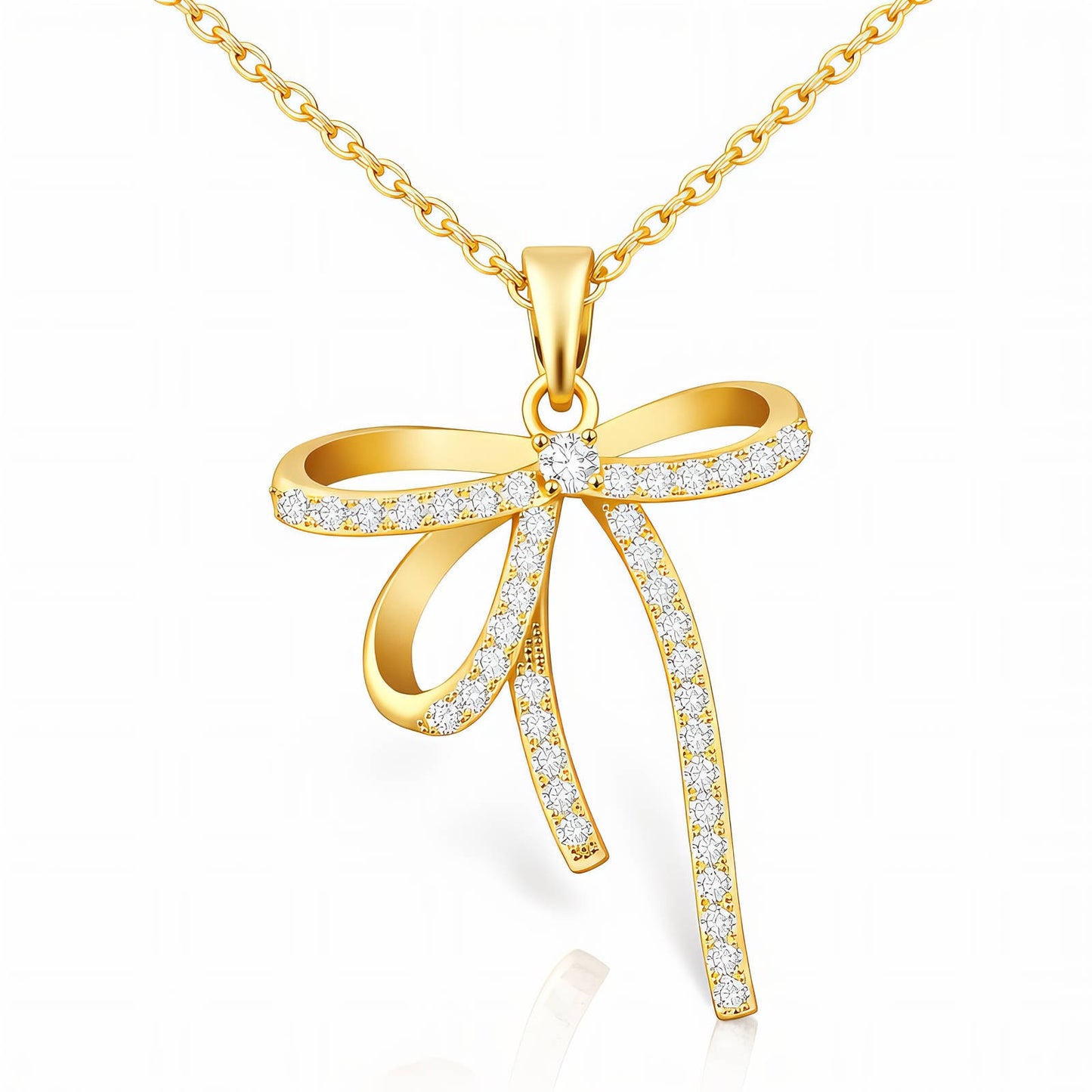 Crystal Bow Pendant Necklace