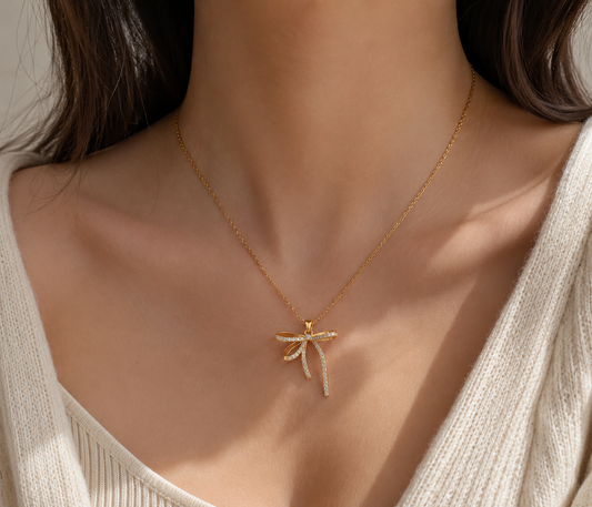 Crystal Bow Pendant Necklace
