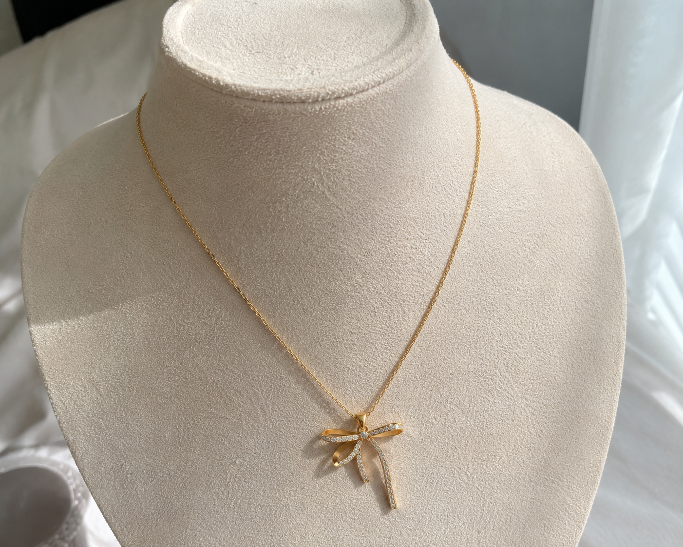 Crystal Bow Pendant Necklace