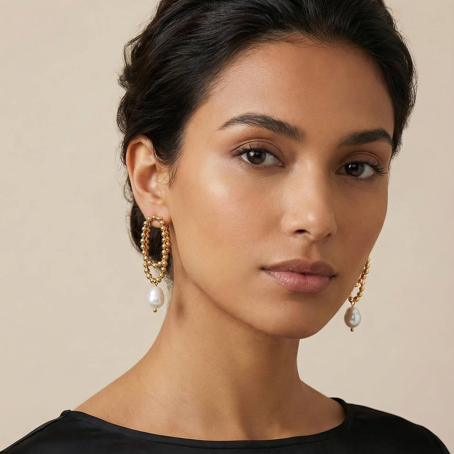 Celeste Pearl Loop Earrings
