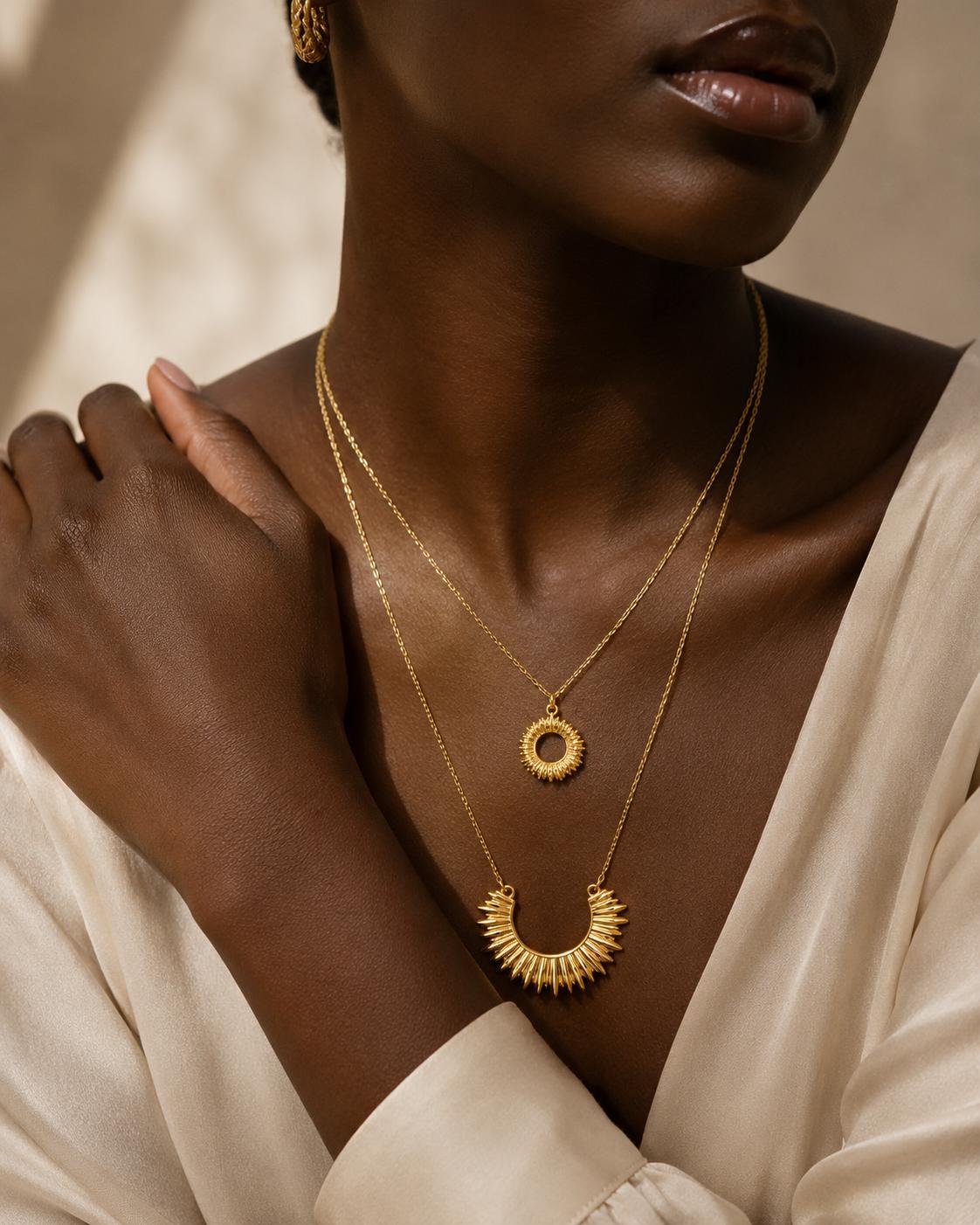 Golden Eclipse Layered Necklace