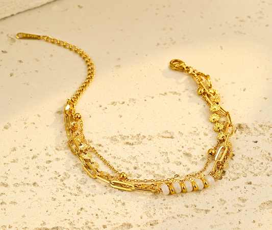 Golden Beaded Layer Bracelet