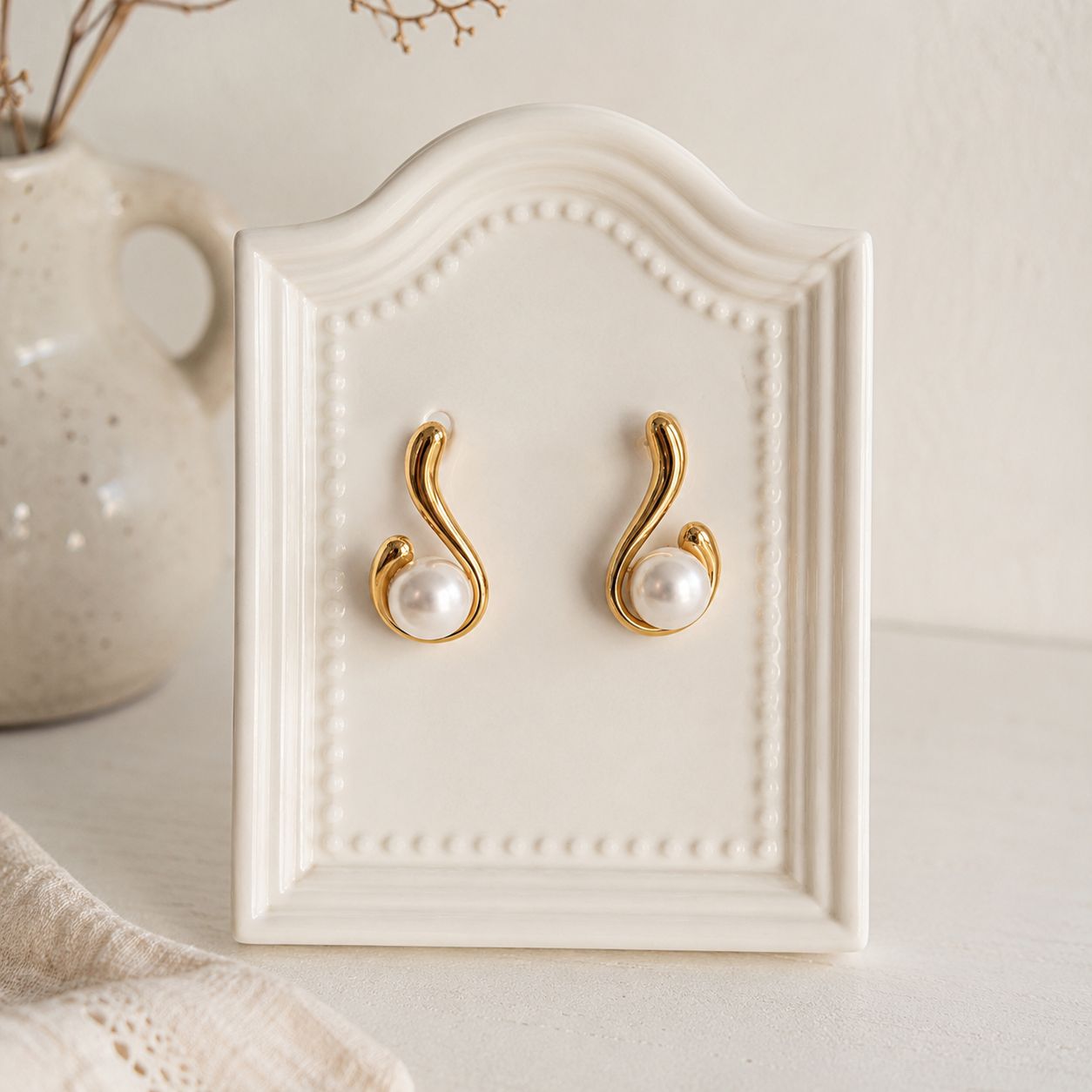 Pearl Swirl Drop Earrings