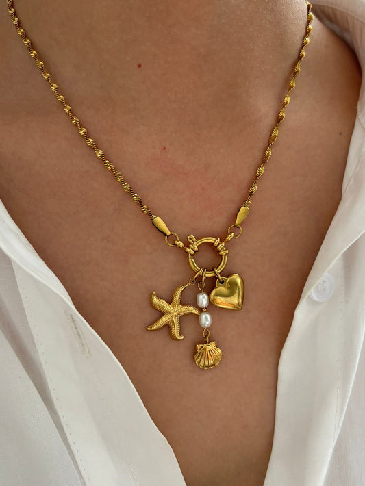 Ocean Charm Pearl Necklace