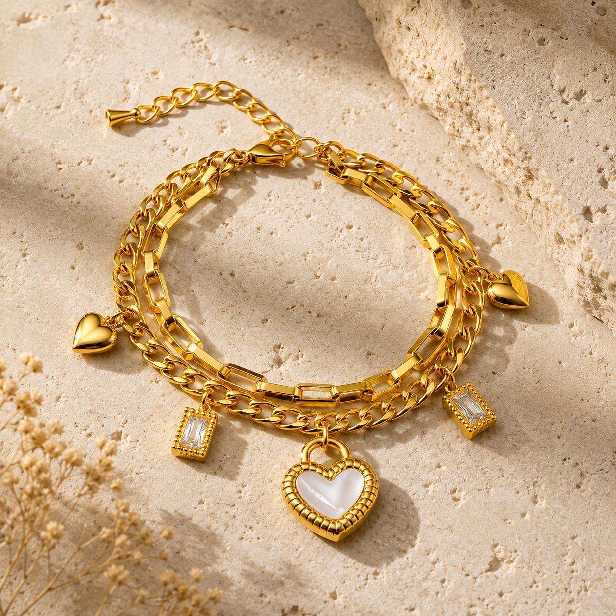 Crystal Heart Charm Bracelet