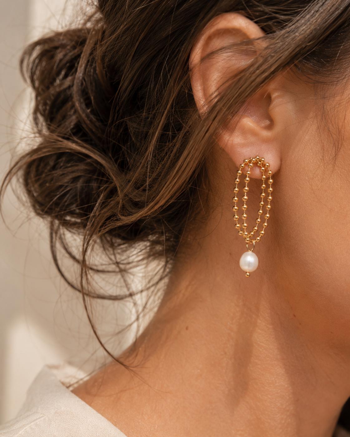 Celeste Pearl Loop Earrings