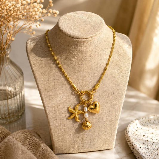 Ocean Charm Pearl Necklace