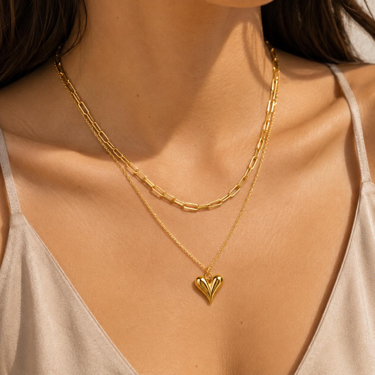 Celeste Heart Layered Necklace