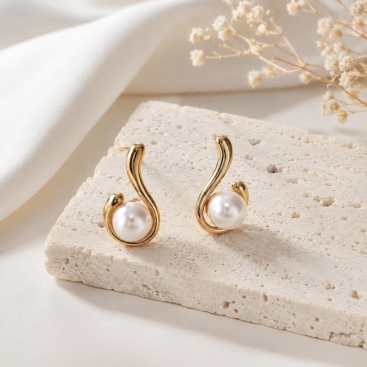 Pearl Swirl Drop Earrings