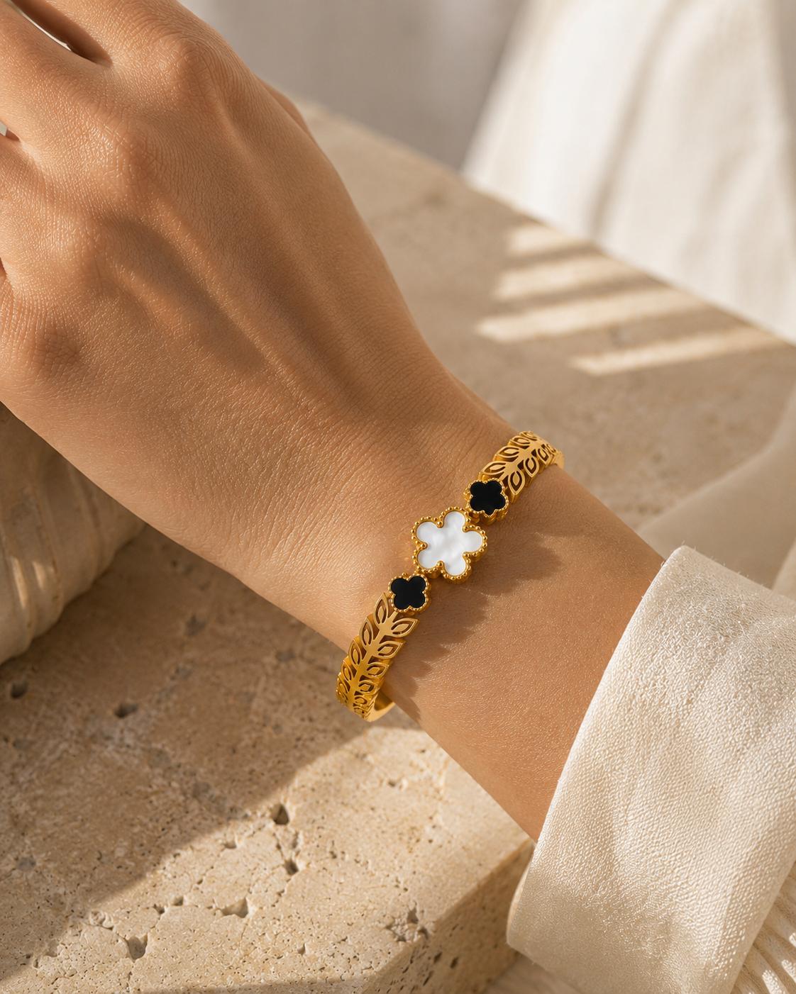 Noir Clover Cuff Bracelet