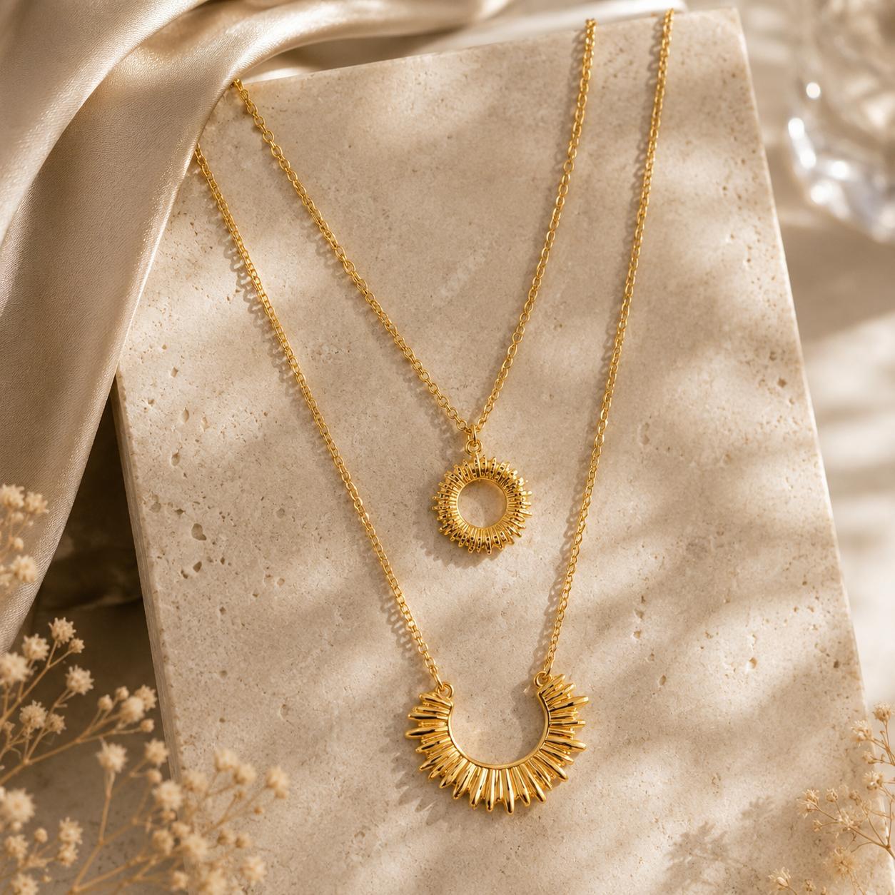Golden Eclipse Layered Necklace