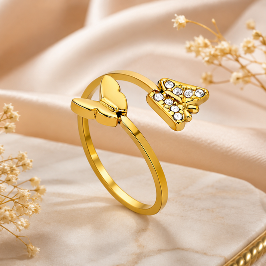 Butterfly Heart Adjustable Ring